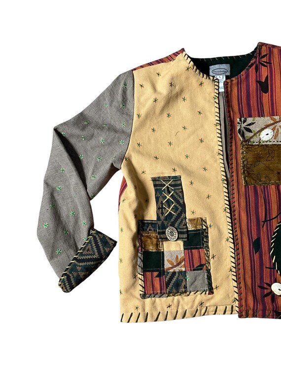 Vintage Womens Fall Style Patchwork Jacket Size L… - image 2