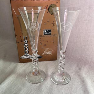 Vintage Pair Of Millennium 2000 Champagne Flutes With Box