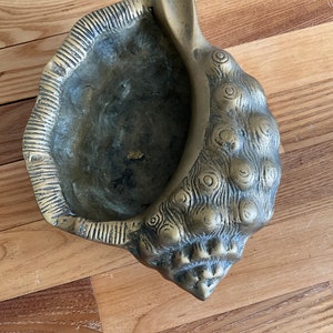 Vintage Solid Brass Seashell Conch Planter/trinket Dish - Patina - Etsy