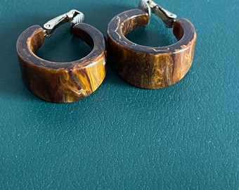 Vintage Brown “Glazed” Clip On Earrings
