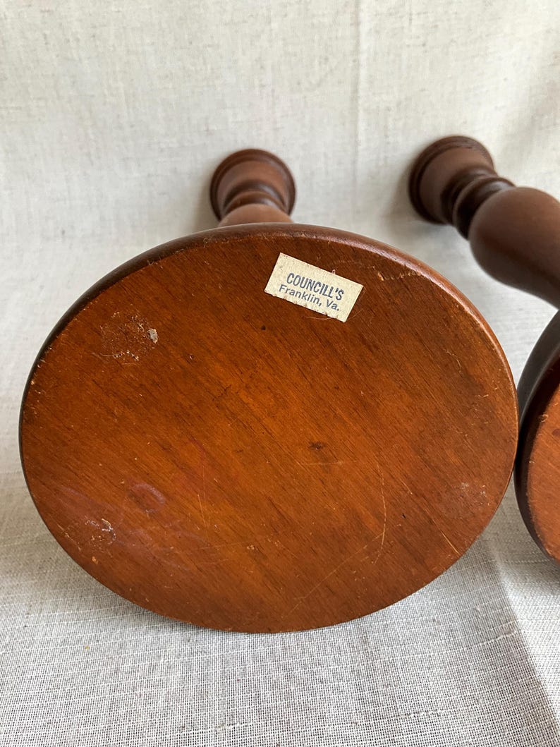 Vintage Set of Mid Century Style Handmade Wooden Candle Stick Holders ...