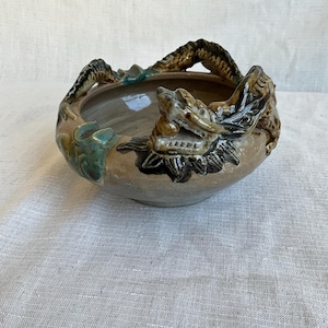 Vintage Asian Dragon Pottery Ashtray Trinket Dish