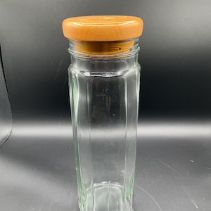 Vintage Clear Glass Pasta Jar With Wood Lid