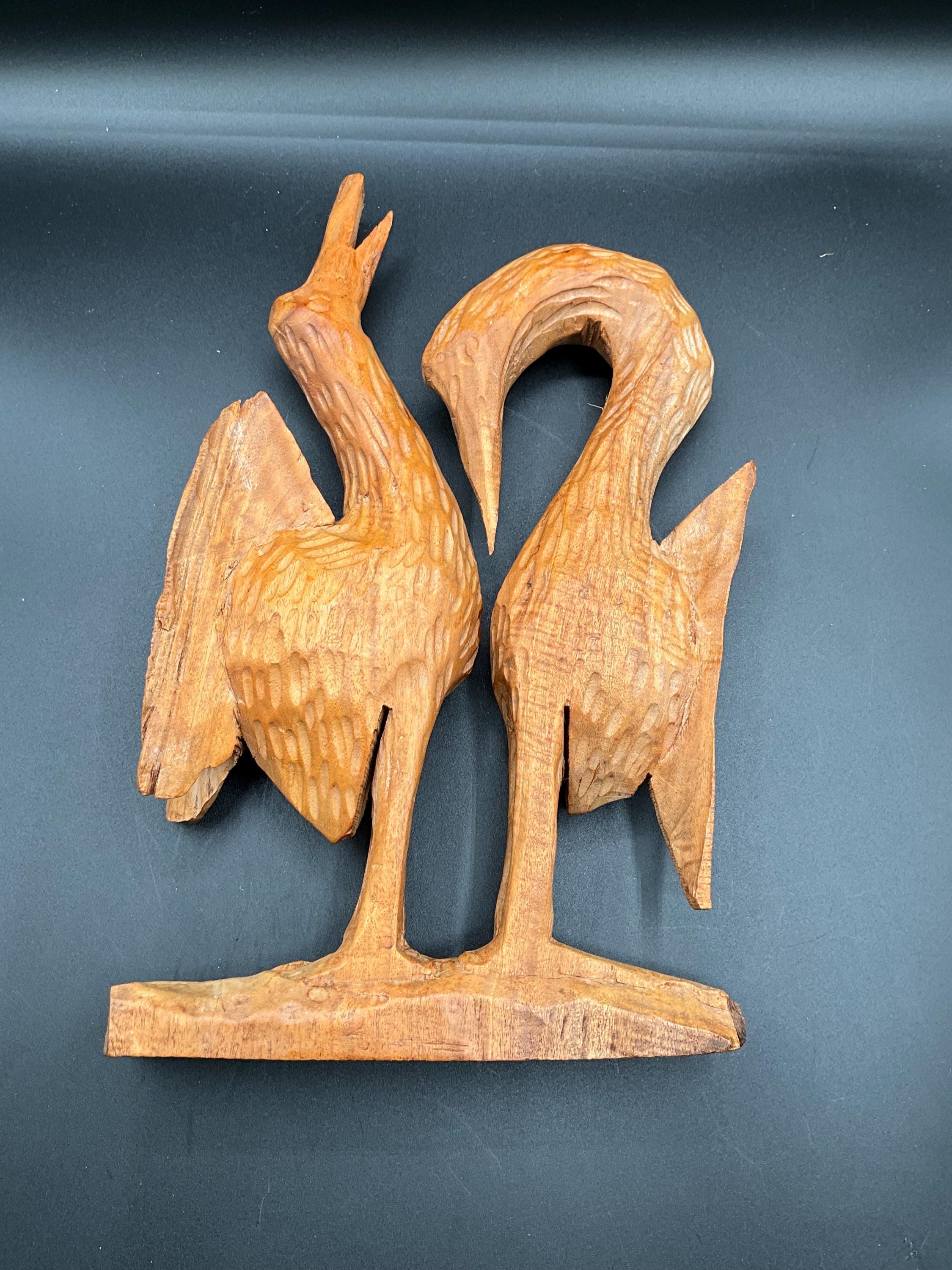 ヴィンテージの手彫りの木製の鳥の像 - Etsy 日本