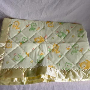 Vintage Yellow And Green Kitty Baby Blanket