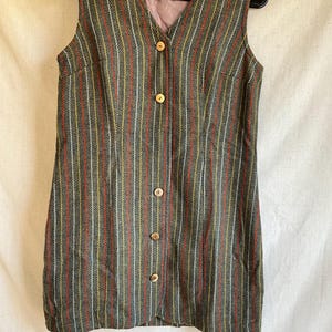 Vintage Womens Striped Long Colorful Button Up Vest Size 11