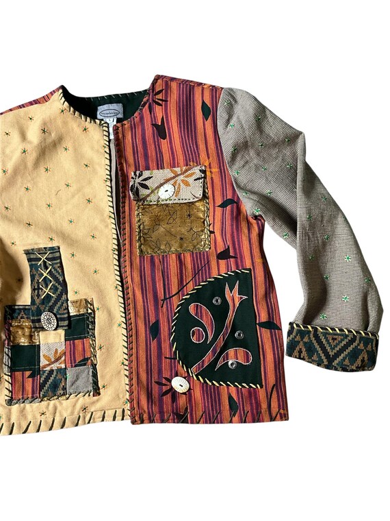 Vintage Womens Fall Style Patchwork Jacket Size L… - image 3