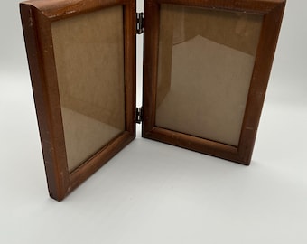 Vintage Wooden Tabletop Double Picture Frame 5X7