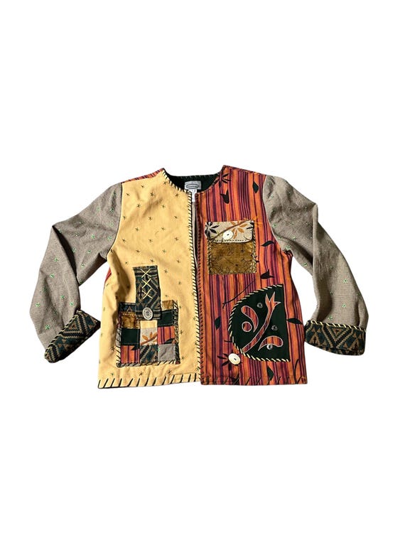 Vintage Womens Fall Style Patchwork Jacket Size L… - image 1