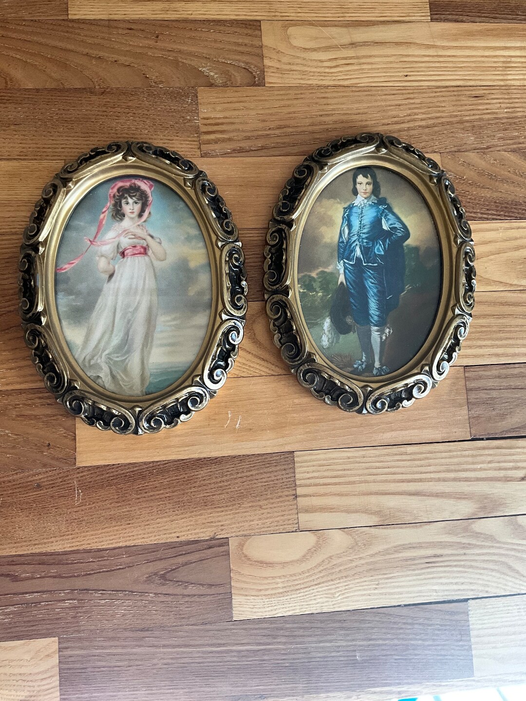 Vintage Gold Oval Ornate Picture Frames - Pinkie and Blue Boy - Etsy
