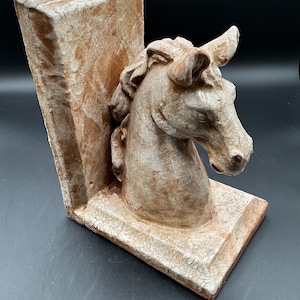 Vintage Single Ceramic Horse Head Bookend With Crazed Look