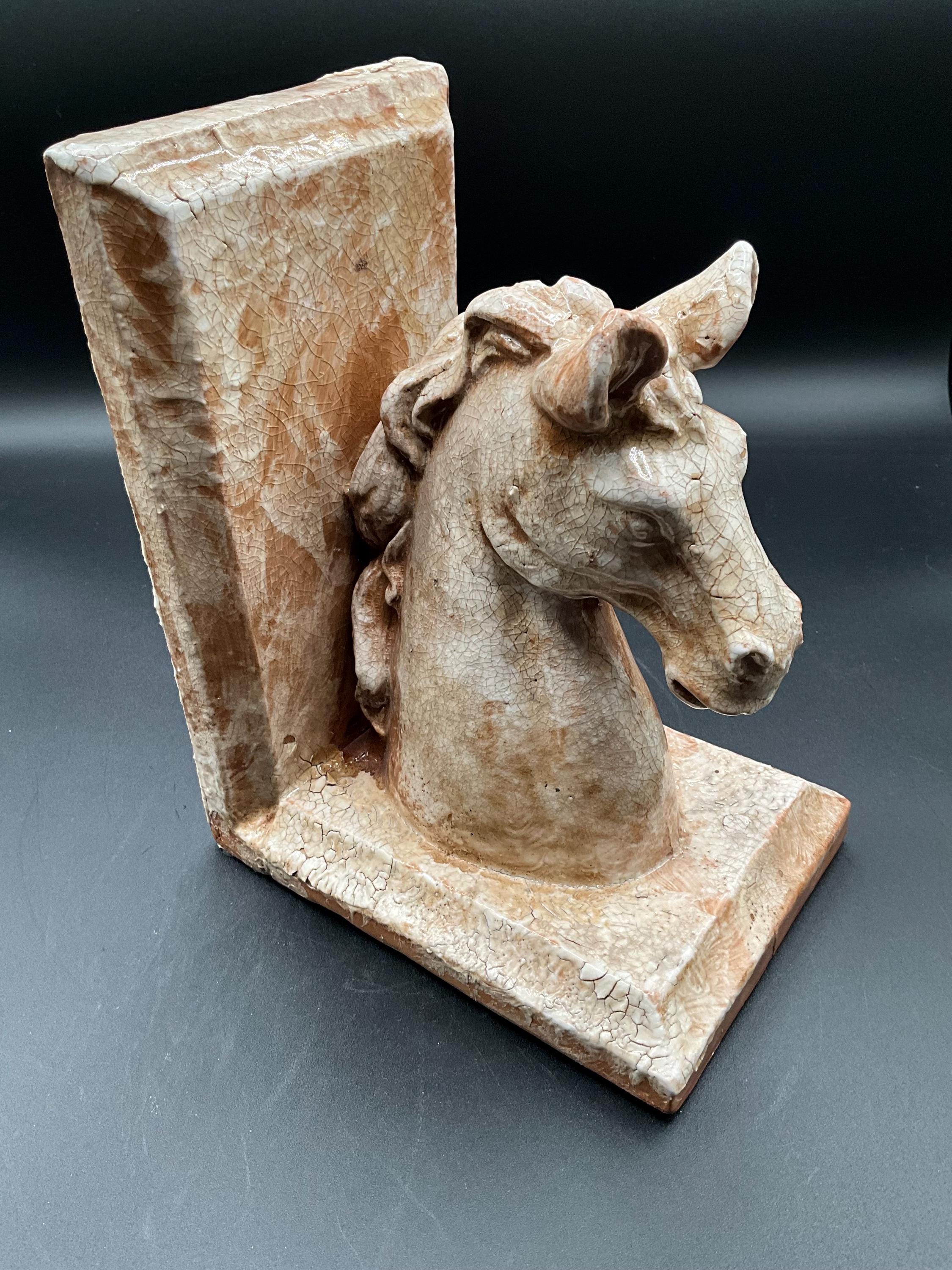 Vintage Single Ceramic Horse Head Bookend With Crazed Look - Etsy