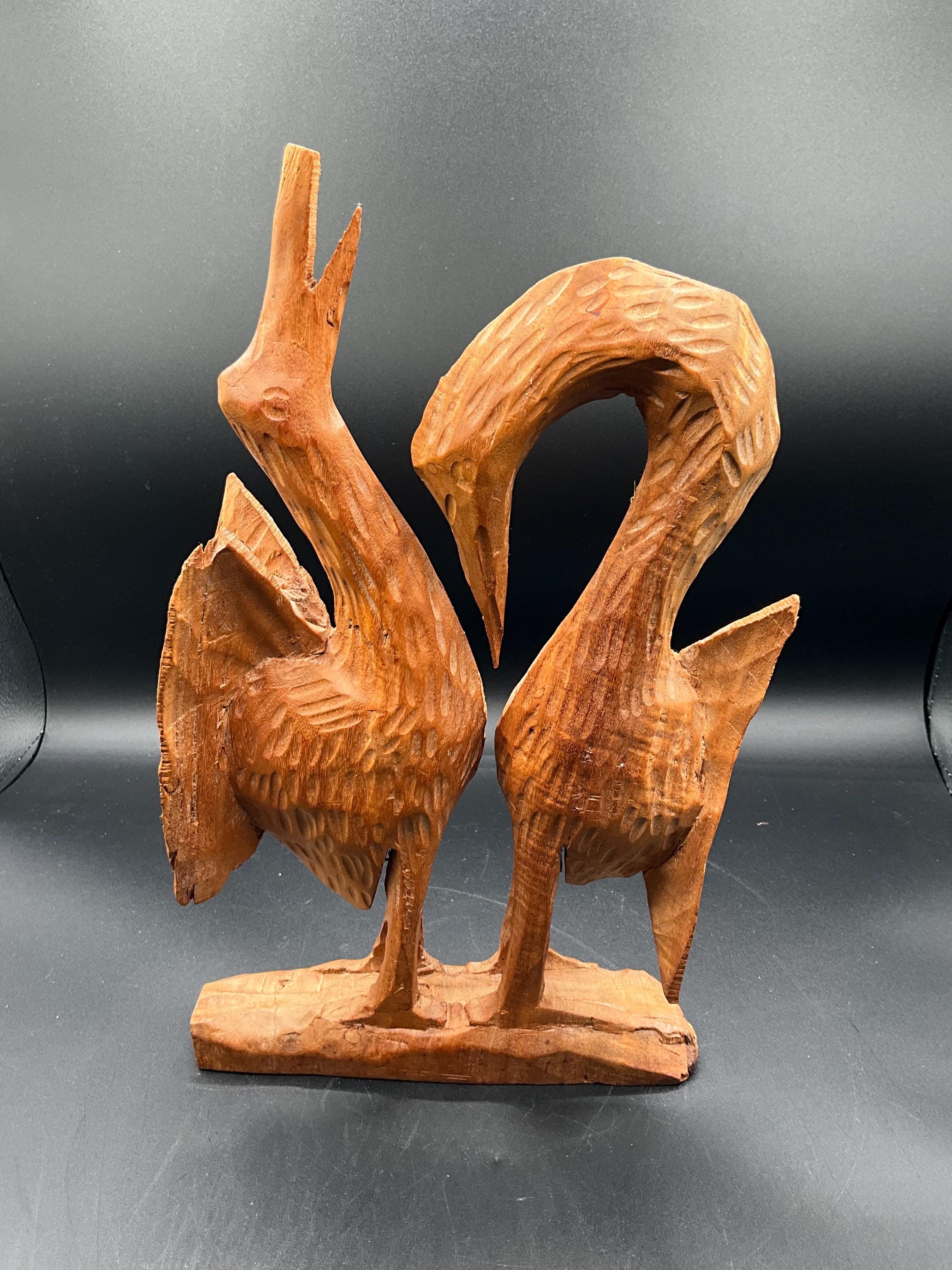 木製 鳥の彫刻 ヴィンテージの手彫りの木製の鳥の像 - Etsy 日本