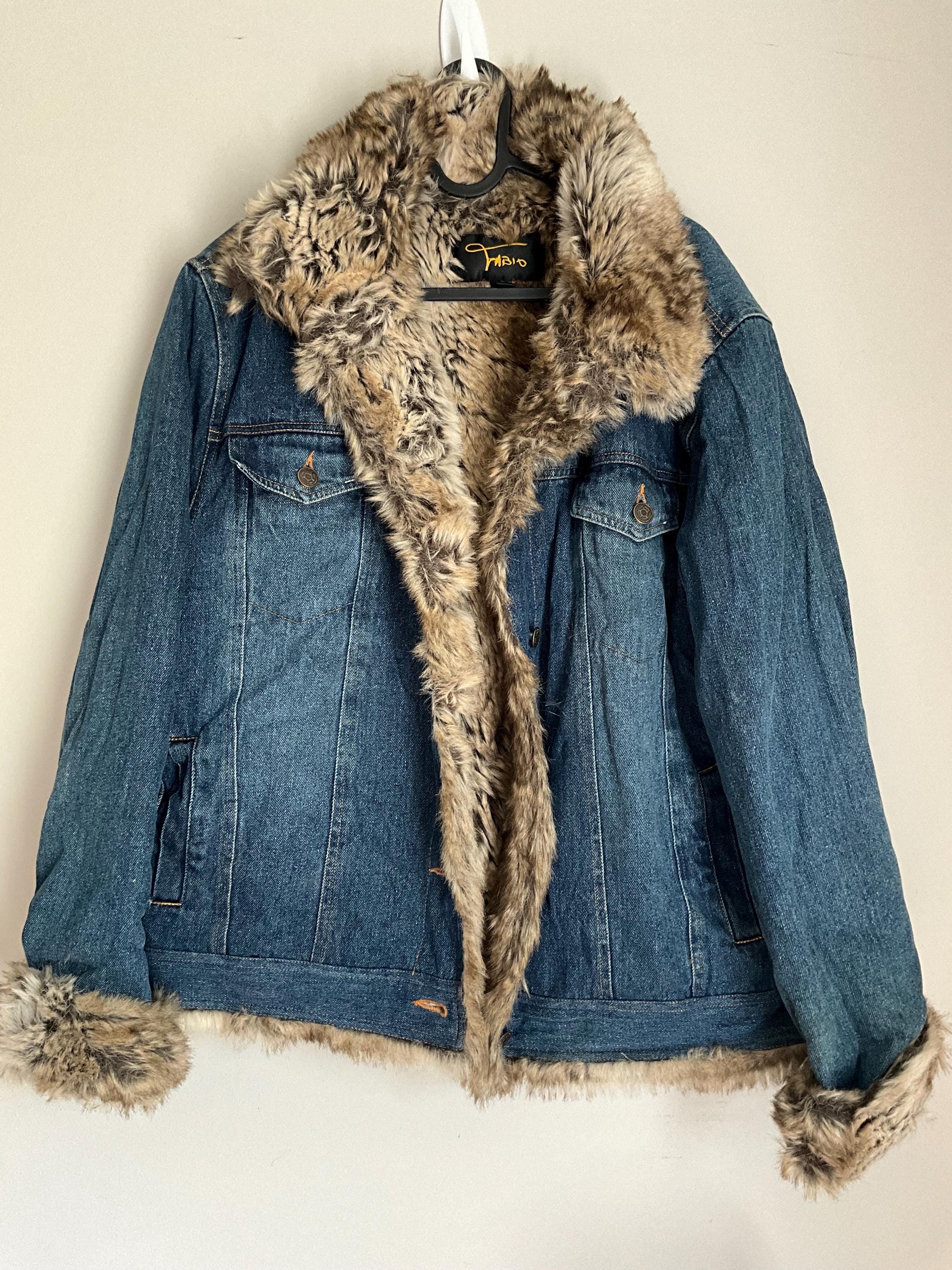 Karrram Y2K Black Denim fur coat with Grunge Fairycore