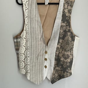 Vintage Womens Multi Patterned Button Up Vest One Size