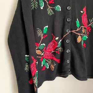 Vintage schwarze Tiara Internationaler Weihnachtskardinal Full-Zip Größe 1X