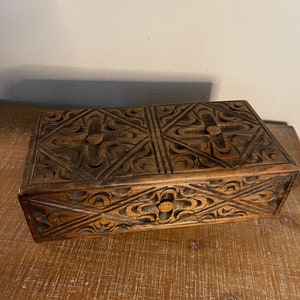 Vintage Wooden Rectangle Trinket Box