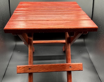 Vintage Folding Wood Slat Portable Side Table