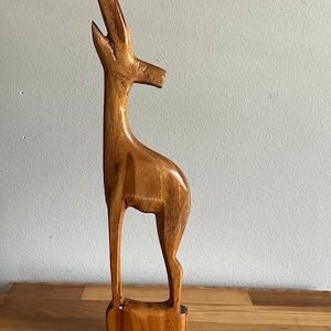 Vintage Hand Carved Wooden Antelope - 21 1/2” Tall