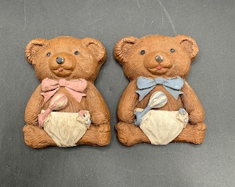 Teddy Beddy Bear & Friends Nursery Room Decor 3 Wall Plaques NEW