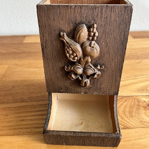 Vintage Wooden Match Holder - Hangs on Wall