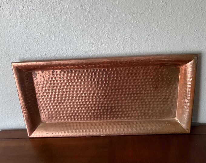 Vintage Rectangle Hammered Copper Decorative Tray HEAVY - Etsy