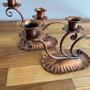 Vintage Solid Copper Gregorian Candle Holders