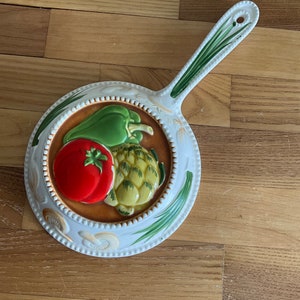 Vintage Gailstyn Sutton Ceramic Skillet With Vegetables - Wall Hanging