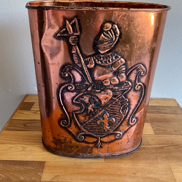 Vintage Knight Copper Trash Can