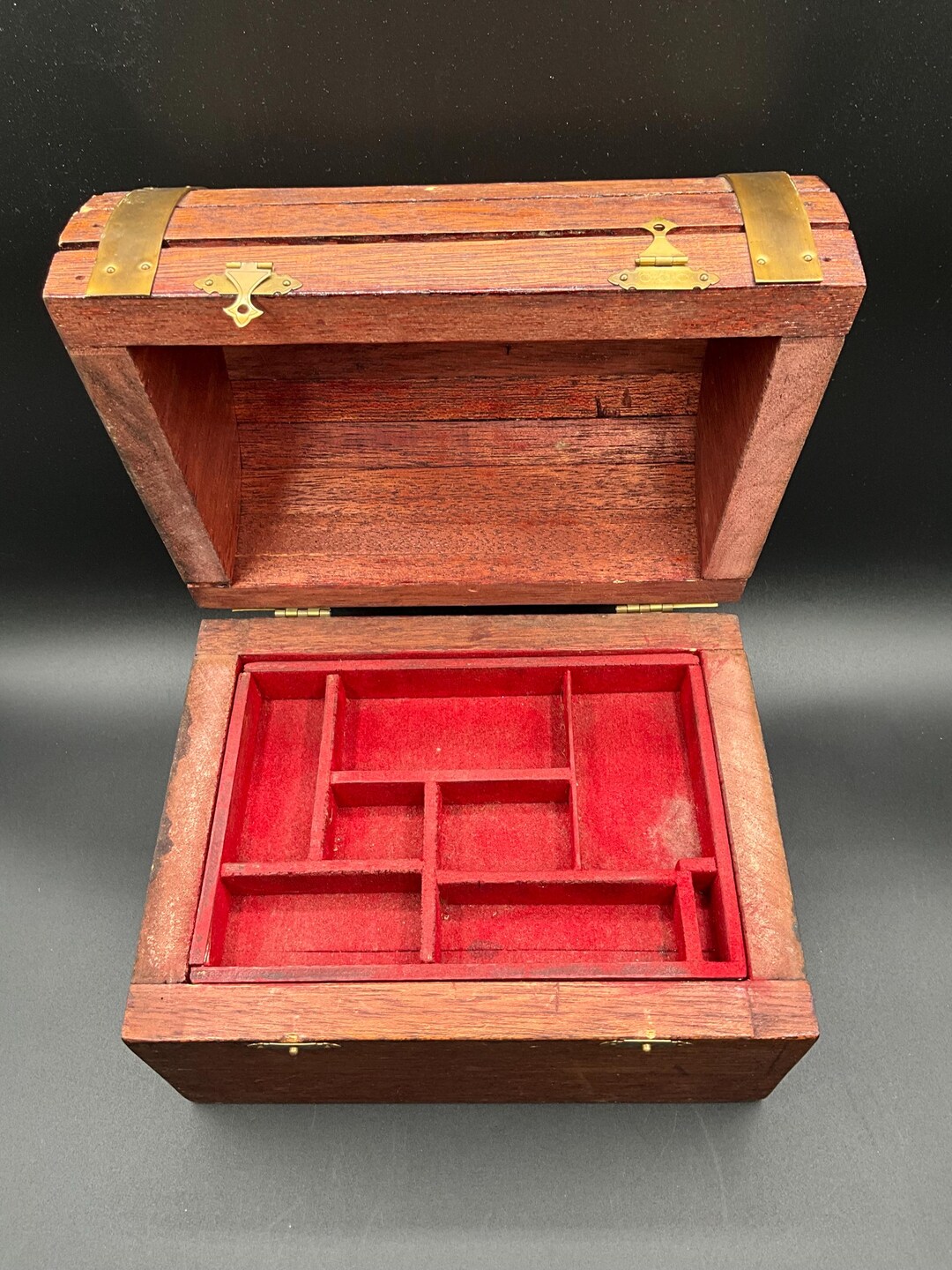 ヴィンテージ木製宝箱スタイルジュエリーボックス 重厚 - Etsy 日本