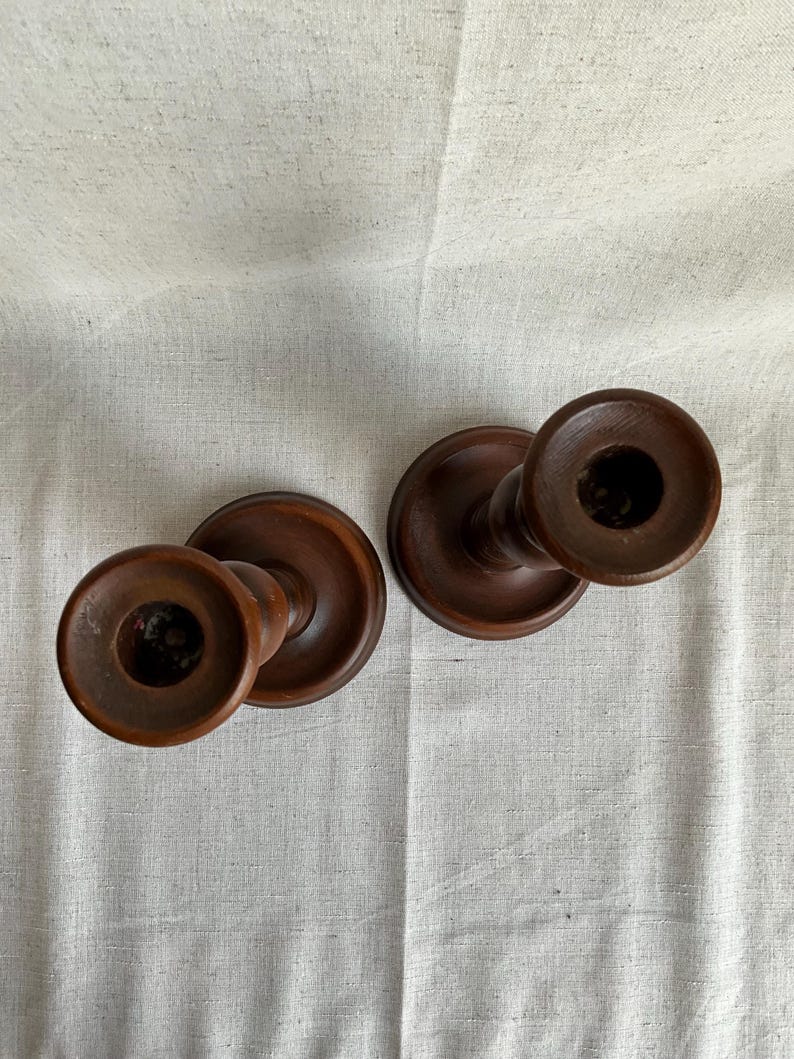 Vintage Set of Mid Century Style Handmade Wooden Candle Stick Holders ...