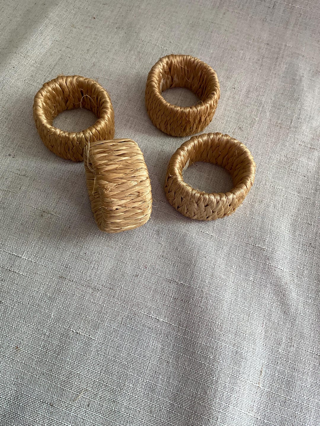 Straw Ring Vintage Set of 4 Handmade Straw Napkin Rings - Etsy