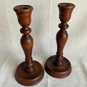 Vintage Set Of Mid Century Style Handmade Wooden Candle Stick Holders