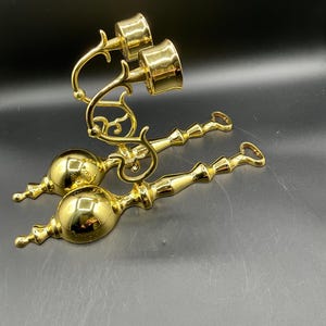 Vintage Pair Of Hollywood Regency Brass Wall Candle Sconces