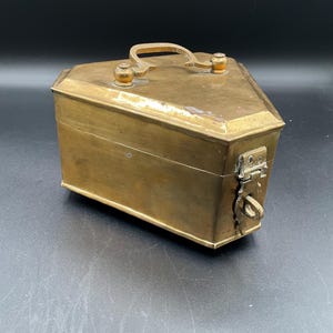 Vintage Solid Brass Odd Shaped Trinket Box With Lid And Handle