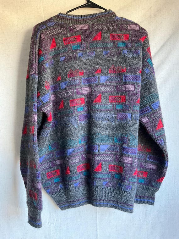Vintage Geometric Abstract Pattern Pullover Sweat… - image 6