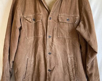 Vintage Mens Curdouroy Sherpa Lined Button Up Old Navy Jacket L
