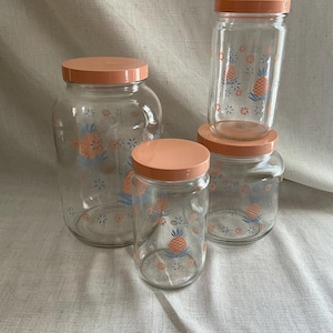 Vintage 1980s Brockway Glas Ananas Vorratsdosen - 4er Set