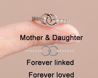 To My Daughter "Forever Linked" Interlocking Ring, Adjustable Sterling Silver Ring, Back To School Gift, Birthday Gift from Mom,