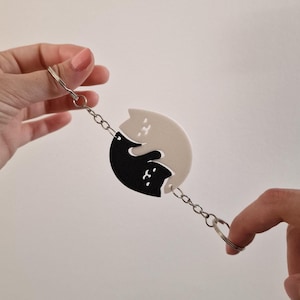 Cat Couple Keychain Set: Matching Gift for Cat Lovers