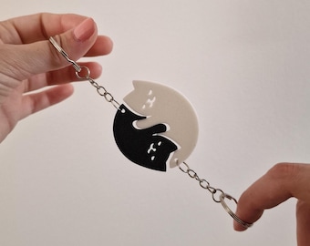 Cat Couple Keychain Set: Matching Gift for Cat Lovers