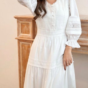 Cotton White Maxi Dress Modest White Lace Summer Maxi Dress - Etsy