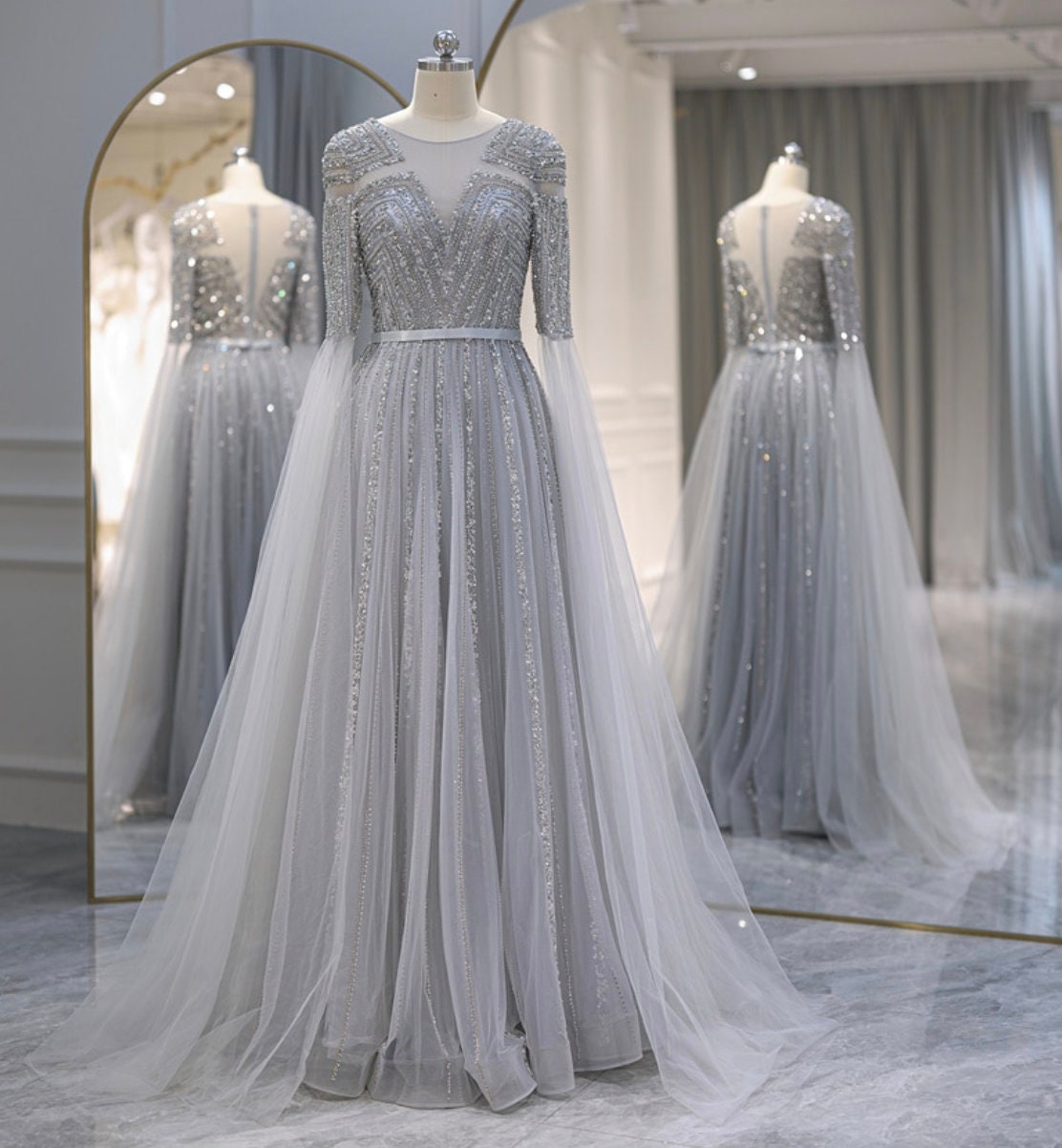 Evening Gown With Sleeves - Etsy