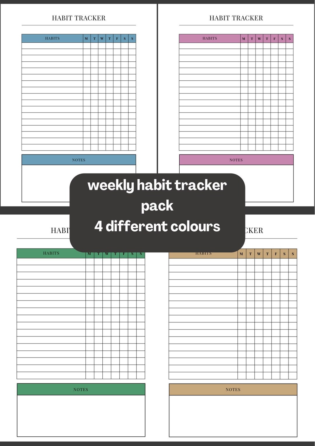 Minimalistic Weekly Habit Tracker Pack, Digital Planner, Printable - Etsy