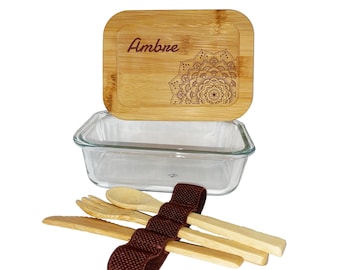 Bento / customizable meal box / lunch box for children in bamboo and glass