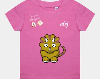 T-shirt bébé de prévention des allergies alimentaires. Ce t-shirt est personnalisable