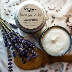 Lavender Whip Body Butter made with Certified Organic Ingredients grown on the farm