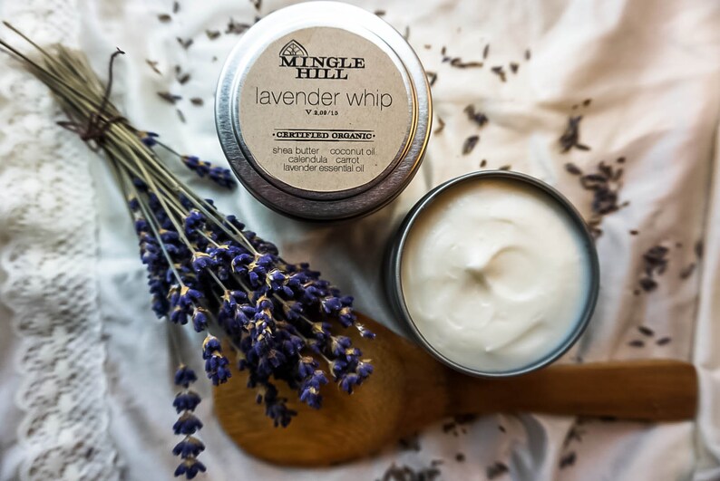 Lavender Whip Body Butter made with Certified Organic Ingredients grown on the farm