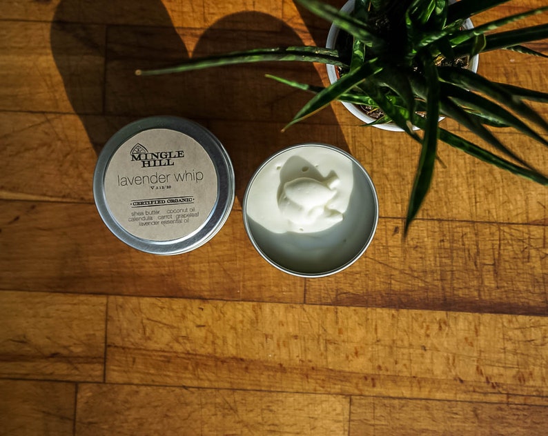 Lavender Whip Body Butter made with Certified Organic Ingredients grown on the farm