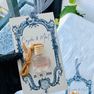 Personalized Car Air Freshener Favor | Wedding & Engagement Guest Gift | Empty Refillable Car Perfume Bottle